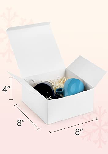 ValBox 8x8x4 Inches Gift Boxes 12 PCS White Paper Gift Boxes with Lids for Gifts, Wedding Present, Bridesmaid Proposal Box, Birthday Party Favor, Easy Assemble Box with 66ft Twine