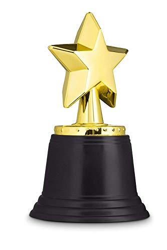 Neliblu Star Gold Award Trophies 4.5" Gold Star Trophy for Small Awards, Winners, Academy Awards and Hollywood Parties, Awards and Trophies Bulk Pack of 12