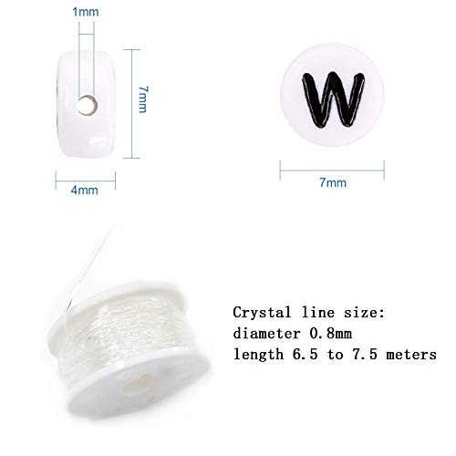 Amaney 1400 Pieces Letter Beads A-Z and Elastic Line Heart Beads 4x7mm White Round Acrylic Alphabet for Jewelry Making Bracelets Necklaces Key Chains