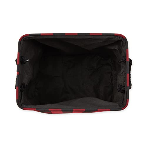 DII Buffalo Check Storage Collection Collapsible Bin with Handles, Large Rectangle, 17.5x12x15, Red & Black