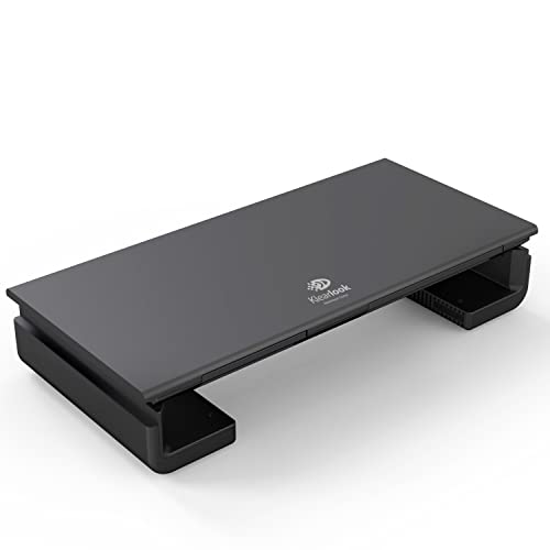 Monitor Stand Riser, Klearlook Foldable Computer Monitor Riser,Height Adjustable Computer Stand, Desk Shelf Riser with Storage Drawer & Tablet Phone Stand for Computer, Desktop, Laptop (Black)