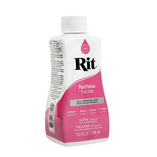 Rit Dye Liquid Fuchsia All-Purpose Dye 8oz, Pixiss Tie Dye Accessories Bundle with Rubber Bands, Gloves, Funnel and Squeeze Bottle
