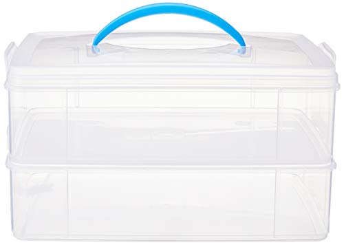 Snapware Snap 'N Stack Portable Storage Bin for Tools and Craft, 14.1 x 10.5-Inch Clear BPA-Free Container, Tool Box with Stackable Trays, Microwave, Freezer and Dishwasher Safe