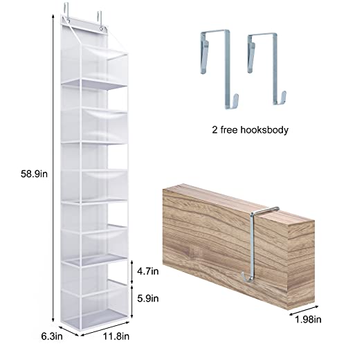 Fixwal 5-Shelf Over The Door Hanging Pantry Organizer, Room Organizer with Clear Plastic Pockets, 25lb Ultra Sturdy & Large Capacity Door Organizer for Closet, Bedroom, Nursery, Bathroom and Sundries