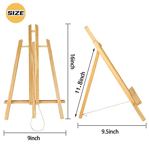 Parts3A 4Pc Wooden Easel,16"Table Top Easel,Easel for Painting canvases,Foldable A Frame Wood Easel Adjustable Table Easel for Kids,Oil Water Painting,Students Classroom Etc.