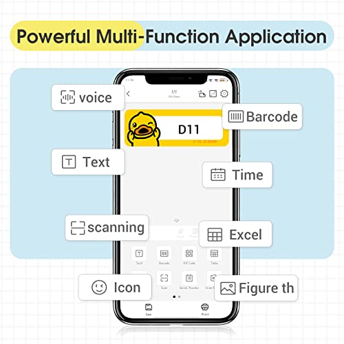NIIMBOT Label Maker Machine D11 Label Printer Tape Included Portable Wireless Connection Multiple Templates Available for Phone Easy to Use Office Home Organization USB Rechargeable