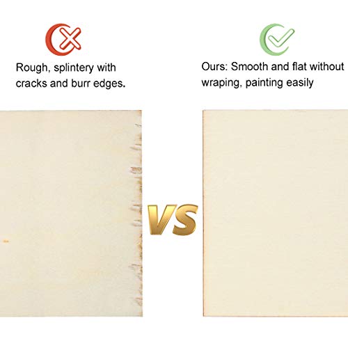 Blisstime 100pcs 3 x 3 Inches Unfinished Wood Squares Pieces, 3mm 1/8" Natural Plywood Sheets Wood Coasters Wooden Square Cutouts for Crafts, Painting, DIY, Engraving and Carving, Home Decor