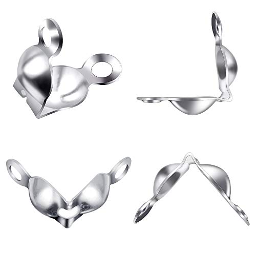 1400 Pieces Beads Tips Knot Covers Clamshell Crimp Tips Beads Set Jewelry Making Beads for Jewelry Making Tips Knot Covers Clamshell Fold-Over Bead Covers for DIY Bracelets Necklaces (Multicolor)