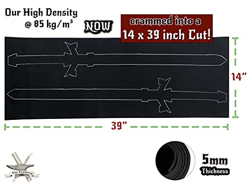 EVA Foam Cosplay - 5mm (1mm to 10mm) - Black or White - 14" x 39" Sheet - Ultra High Density Craft Foam 85 kg/m3 - by The Foamory