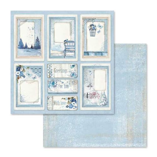 Stamperia International KFT Block 10 sheets - Double Face Blue Land, 30.5 x 30.5 (12" x 12"), Multicoloured