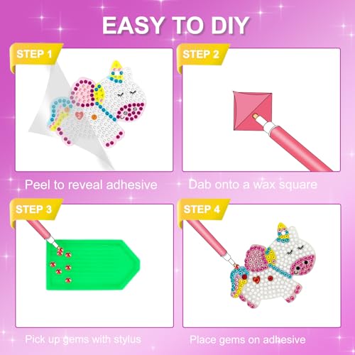 Arts and Crafts for Kids Ages 8-12 - Diamond Painting Kits - Gem Art Keychains Paint by Numbers Kit - Best Tween Girls Gifts Ideas - Kids Diamond Art - Art Supplies for Girls Toys Ages 4 5 6 7 8 9 10