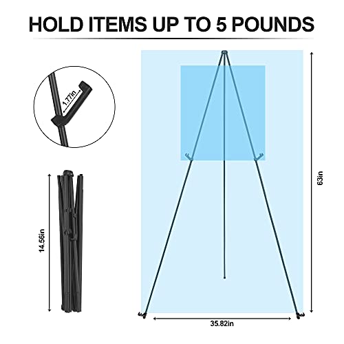 STARHOO Display Easel Stand for Wedding Sign & Poster 63'' Portable Art Easel for Floor Adjustable Metal Easel Black 2 Pack