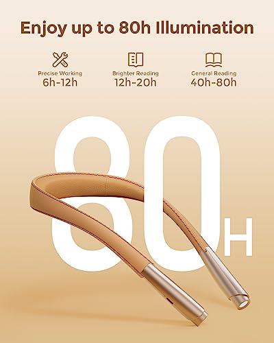 enclize LED Neck Reading Light, Book Light for Reading in Bed, Hands Free, 3 Brightness Levels, Lightweight Comfortable Design, Rechargeable, Long Lasting, Perfect for Knitting,Crafting