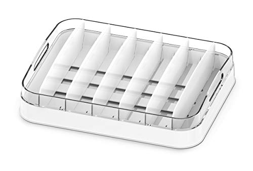 EVERIE Food Container Lid Organizer Compatible with 12'' Deep Cabinets, GS01 (White)
