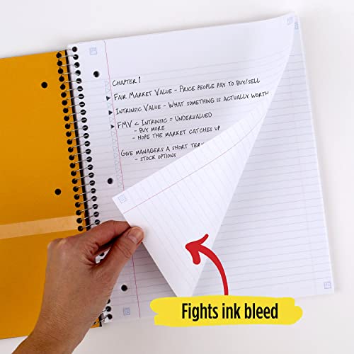 Five Star Spiral Notebook + Study App, 3-Subject, College Ruled Paper, Fights Ink Bleed, Water Resistant Cover, 8-1/2" x 11", 150 Sheets, Red (72065)