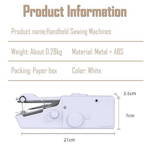 Handheld Sewing Machine, Sewing Machine for Beginners, Battery and USB Operated Mini Sewing Machines, Easy to Operate Portable Sewing Machine for Beginners(White)