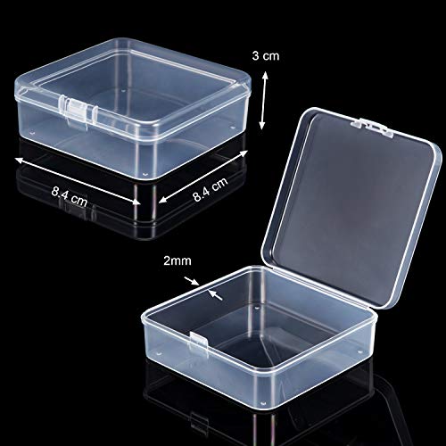 SATINIOR 24 Packs Small Clear Plastic Beads Storage Containers Box with Hinged Lid for Storage of Small Items, Crafts, Jewelry, Hardware, 3.3 x 3.3 x 1.2 in