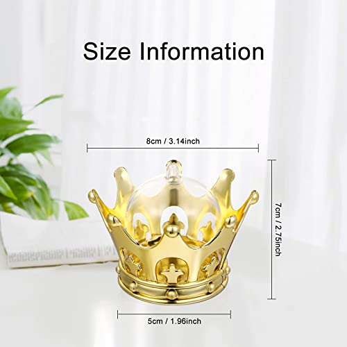 Gold Fillable Crown with Dome Party Favors Decorative Crown Candy Storage Boxes Fillable Golden Crown Candy Containers for Baby Shower Princess Birthday Party Supplies (15 Pieces)
