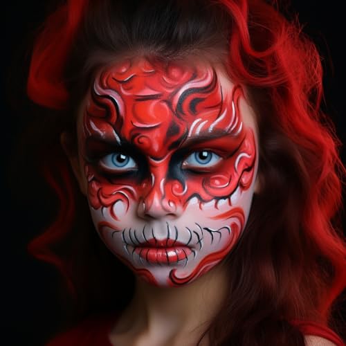 CCbeauty Professional Face Body Paint Oil 12 Colors Halloween Art Party Fancy Make Up Set with 10 Blue Brushes,Light