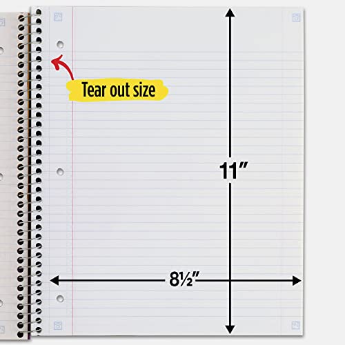 Five Star Spiral Notebook + Study App, 3-Subject, College Ruled Paper, Fights Ink Bleed, Water Resistant Cover, 8-1/2" x 11", 150 Sheets, Red (72065)