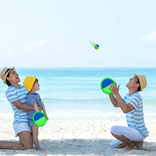Qrooper Toss and Catch Ball Set Kids Toys, Beach Toys, Yard Games, Outdoor Toys for Kids Ages 3-12, Upgraded Camping Games Paddle Ball Games for Kids, Adults and Family (Green)
