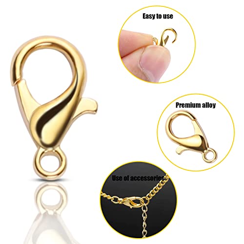300 pcs Lobster Clasps and Open Jump Rings Set, Jewelry Clasps Lobster Claw Clasps for Jewelry Making Findings&Bracelets Stocking Stuffers Christmas Gifts(Gold, Silver)