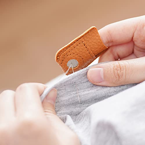 23Pcs Sewing Thimble Finger Protectors, Adjustable Metal Copper Finger Thimble Silicone Leather Thimble Finger Tips Finger Shield Ring Fingertip Quilting Sewing Supplies for Embroidery Needlework(P)