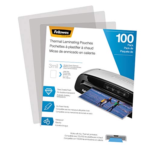 Fellowes Thermal Laminating Pouches/Sheets, Letter Size 9 x 11.5-Inches, 3 mil, 100 Pack (5743301)