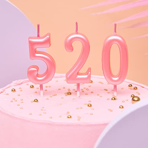 PHD CAKE 10-Pieces Pink Numeral Birthday Candles, Cake Numeral Candles Number 0-9 Glitter Cake Topper Decoration for Birthday,Wedding Anniversary,Party Celebration