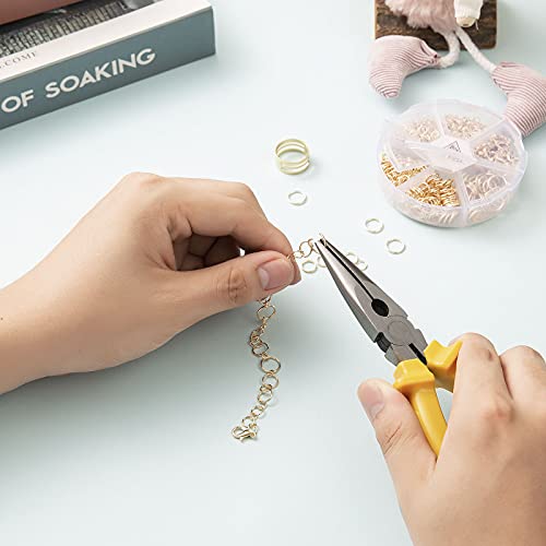Handyman Crafts Jump Rings Kit With1000PCS Open Jump Rings 40PCS 12mm Lobster Clasps and Jump Rings Opener for Jewelry Making Keychains and Necklace Repair (Gold)
