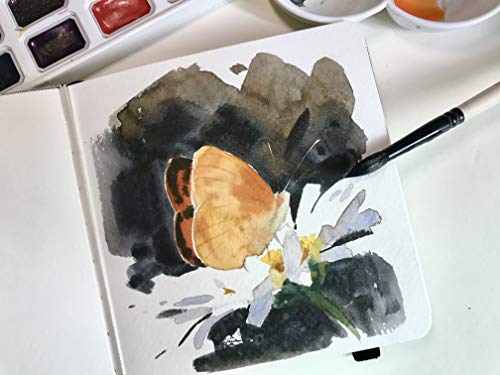 Square Watercolor Journal, 5.5x5.5”, 140 LB, 300 GSM, tumuarta Cotton Paper, Cold Press, 24 Sheets, 48 Pages, Watercolor Paper Sketch Books for Use As Mix Media Pad On The Go