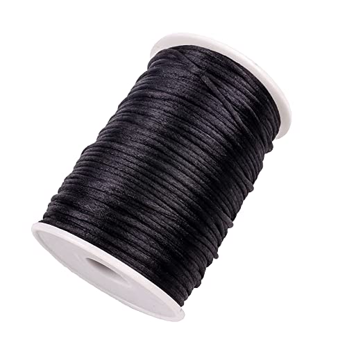 109 Yards 1.5 mm Nylon Cord Beading Satin String for Chinese Knotting Rattail Beading Macrame Friendship Bracelet Jewelry Making(Black)