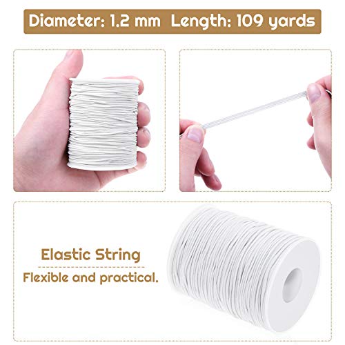 Elastic String for Bracelets, Selizo Elastic Cord Stretchy Bracelet String for Bracelets, Necklace, Beading and Sewing (1.2 MM, 109 Yards, White)