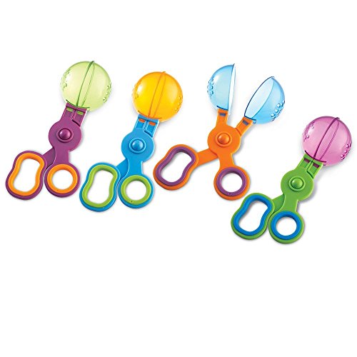 Learning Resources Handy Scoopers - 4 Pieces, Ages 3+ Toddler Learning Toys, Fine Motor and Sensory Toys, Sand Box Toys for Toddlers, Kid Tweezers