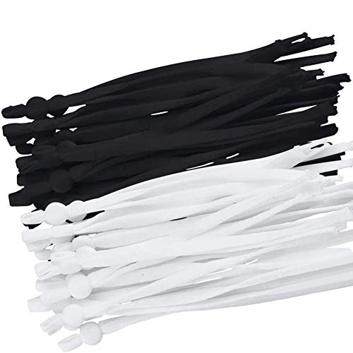 100 Pieces Elastic Bands with Adjustable Buckle High Stretch String Cord Elastic Thread Rope for DIY Crafts Earloop Lanyard Earmuff Rope Elastic Cord for Masks White and Black Ear Strap Rope