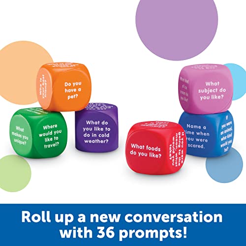 Learning Resources Conversation Cubes - 6 Pieces, Ages 6+ Foam Cubes for Social Emotional Learning, School Counselor Supplies, Speech Therapy Toys, Ice Breaker Cubes