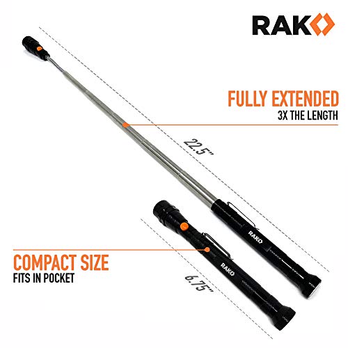 RAK Magnetic Pickup Tool - Birthday Gifts for Men - Telescoping Magnet Pickup Tool with Bright LED Lights and Extendable Neck - Cool Gadgets Gifts for Men