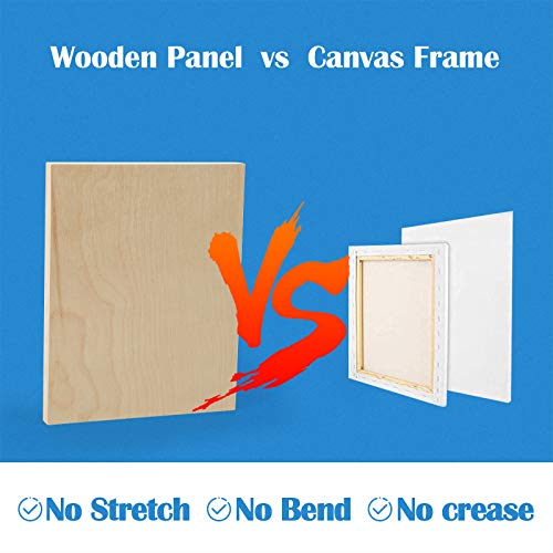 Unfinished Birch Wood Canvas Panels Kit, Falling in Art 4 Pack of 8x10’’ Studio 3/4’’ Deep Cradle Boards for Pouring Art, Crafts, Painting and More