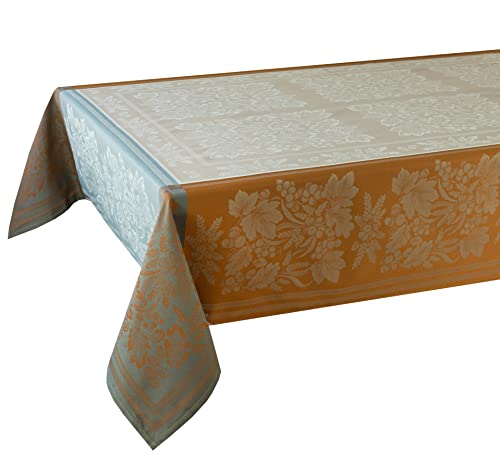 Benson Mills Harvest Gathering Heavyweight Engineered Jacquard Fabric Table Cloth Décor for Fall, Harvest and Thanksgiving Tablecloth (Gathering Taupe, 52" x 70" Rectangular)