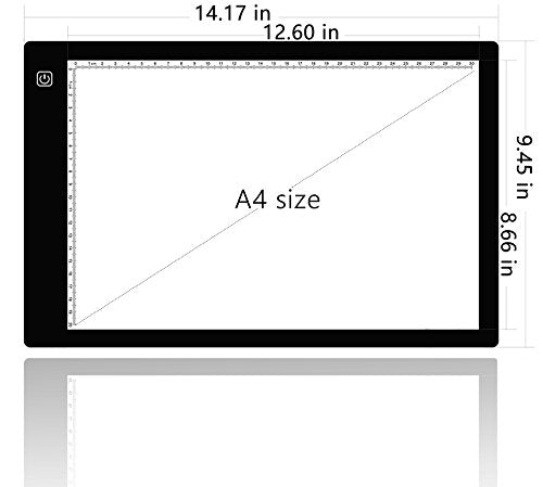 A4 Ultra-Thin Portable LED tracing Light Box Dimmable Brightness LED Art Tracing Pad for Artist Drawing Sketching Animation Stencilling and 5d Diamond Painting (Black, A4)