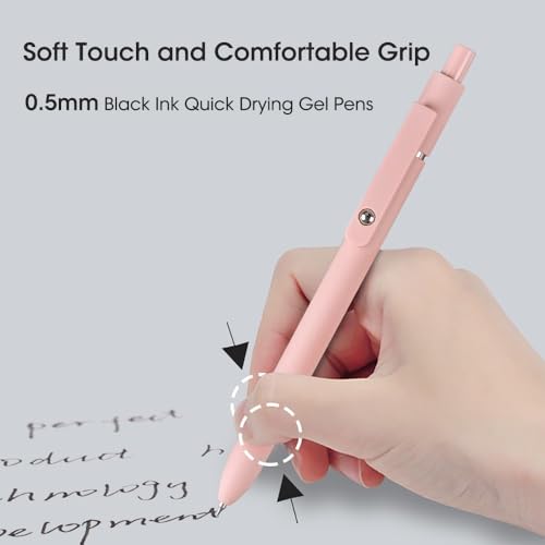 FIOVER 5pcs Gel Pens 0.5mm Quick Dry Black Ink Pens Fine Point Smooth Writing Pen High-End Series Pens for School Office Home Supplies, Gifts for Women and Men (Morandi)