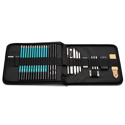 Norberg & Linden XL Drawing Set - Sketching, Graphite and Charcoal Pencils. Includes 100 Page Drawing Pad, Kneaded Eraser, Blending Stump. Art Kit and Supplies for Kids, Teens and Adults.