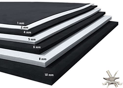 EVA Foam Cosplay - 1mm (1mm to 10mm) - White or Black - 14" x 39" Sheet - Ultra High Density Craft Foam 85 kg/m3 - by The Foamory