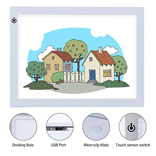 A4 Silver LED Trace Light Pad NXENTC Light Table USB Power LED Tracing Light Board for Artists,Drawing, Sketching, Animation