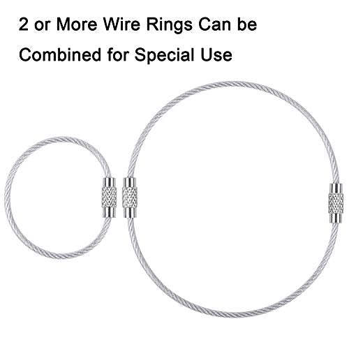 Keychain, Wisdompro 12 Pack of 4.3 Inches Stainless Steel Wire Ring 2mm Cable Loop Rings for Hanging Luggage Tag, Keys and ID Tag Keepers - Silver