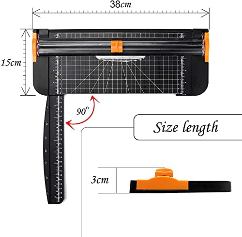 Evteck Paper Cutter Trimmer Small: 12 Inch Crafting & Scrapbooking Supplies for A4 Cardstock Photo Label with Automatic Security Safeguard and Foldable Ruler