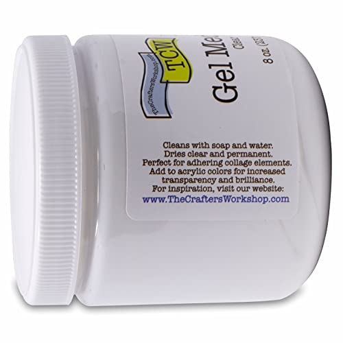 The Crafters Workshop Gel Medium, Additive for Paint, Adhesive for Canvas, Paper, or Wood, Transparent Finish for Acrylics, Matte Gel Medium, 8-oz, Matte