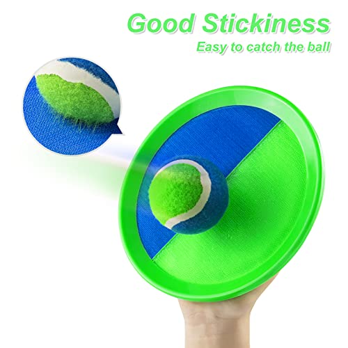 Qrooper Toss and Catch Ball Set Kids Toys, Beach Toys, Yard Games, Outdoor Toys for Kids Ages 3-12, Upgraded Camping Games Paddle Ball Games for Kids, Adults and Family (Green)