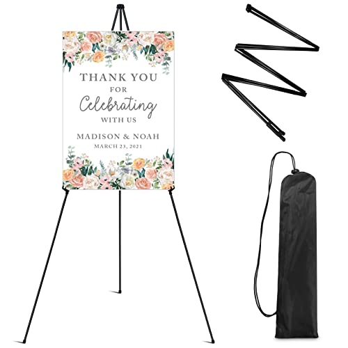 Easel Stand for Display,RRFTOK 63'' Instant Easel, Foldable Portable Ground Easel for Wedding Banner and Poster Display Stand, Tabletop Easel Display Metal Tripod with Portable