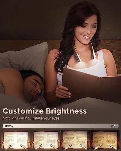 enclize LED Neck Reading Light, Book Light for Reading in Bed, Hands Free, 3 Brightness Levels, Lightweight Comfortable Design, Rechargeable, Long Lasting, Perfect for Knitting,Crafting